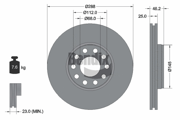 BDS1197HC BENDIX Braking Тормозной диск (фото 1)