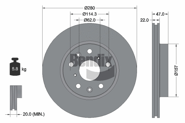 BDS1204 BENDIX Braking Тормозной диск (фото 1)