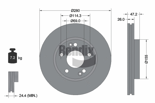 BDS1206HC BENDIX Braking Тормозной диск (фото 1)