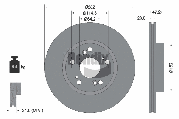 BDS1208 BENDIX Braking Тормозной диск (фото 1)