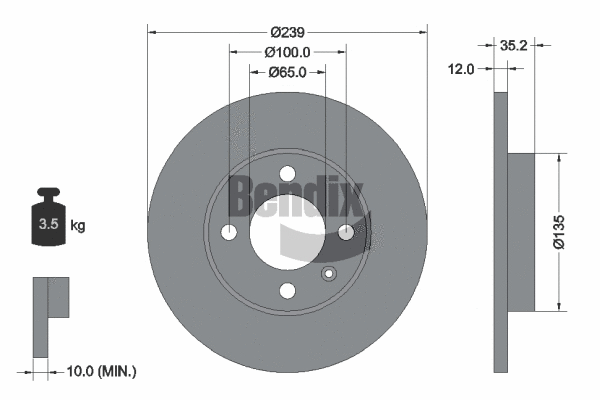 BDS1221 BENDIX Braking Тормозной диск (фото 1)