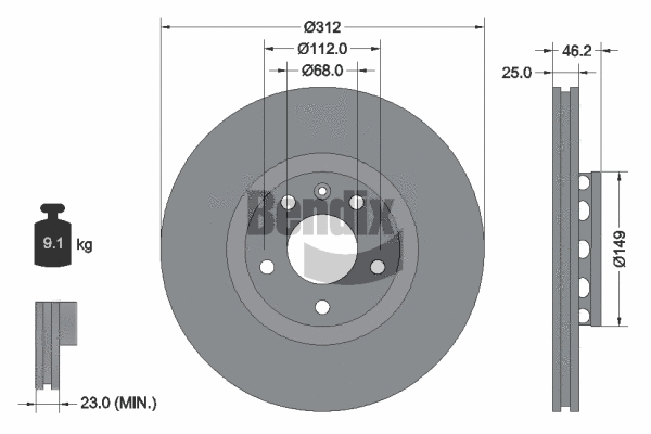 BDS1239HC BENDIX Braking Тормозной диск (фото 1)