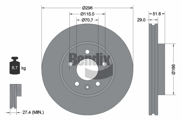 BDS1244HC BENDIX Braking Тормозной диск (фото 1)