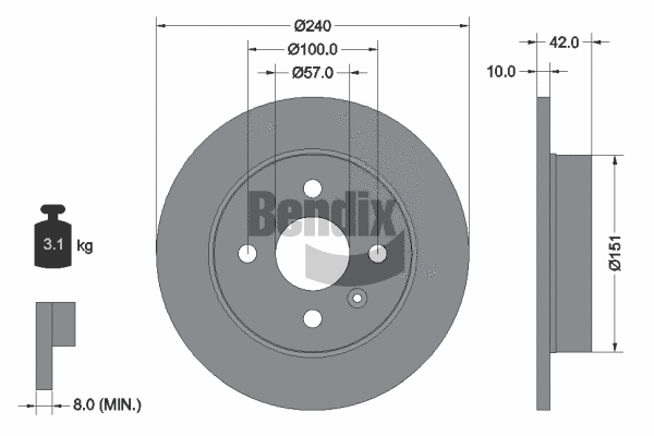 BDS1249 BENDIX Braking Тормозной диск (фото 1)
