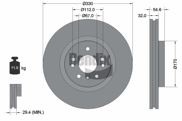 BDS1254HC BENDIX Braking Тормозной диск (фото 1)