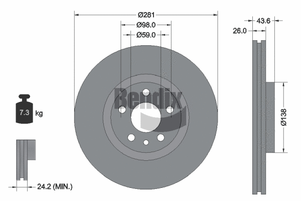 BDS1255 BENDIX Braking Тормозной диск (фото 1)
