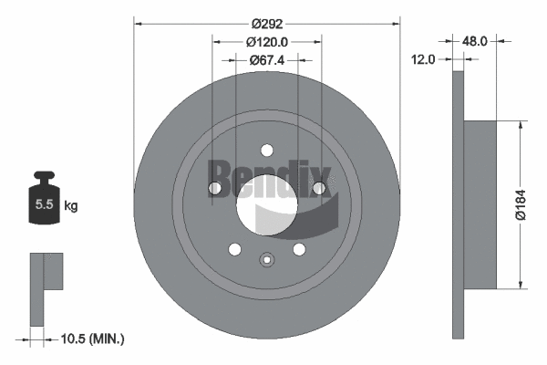BDS1257 BENDIX Braking Тормозной диск (фото 1)