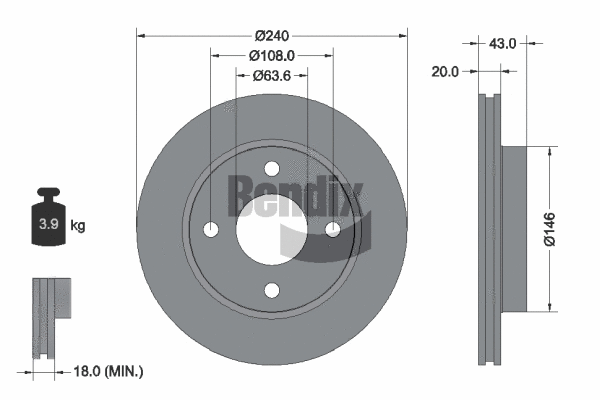 BDS1258 BENDIX Braking Тормозной диск (фото 1)