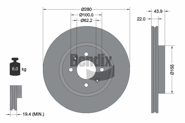 BDS1278 BENDIX Braking Тормозной диск (фото 1)