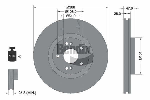 BDS1298HC BENDIX Braking Тормозной диск (фото 1)