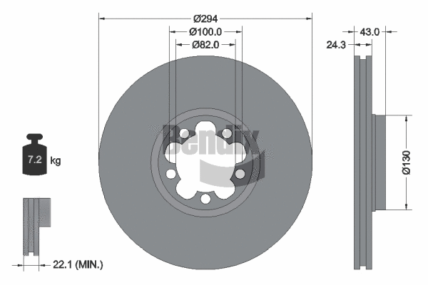 BDS1308 BENDIX Braking Тормозной диск (фото 1)