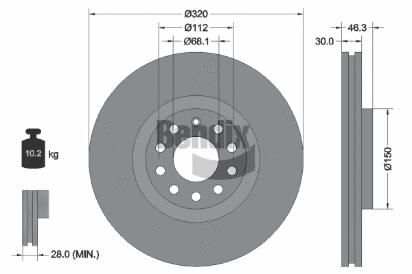 BDS1310HC BENDIX Braking Тормозной диск (фото 1)