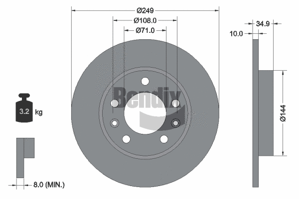 BDS1313 BENDIX Braking Тормозной диск (фото 1)