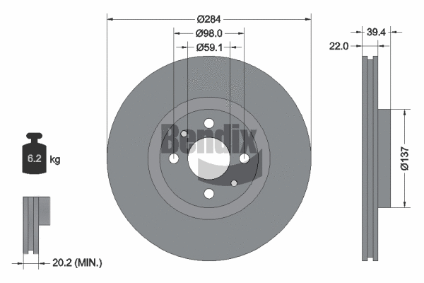 BDS1324 BENDIX Braking Тормозной диск (фото 1)