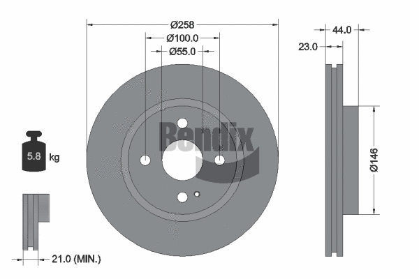 BDS1327 BENDIX Braking Тормозной диск (фото 1)
