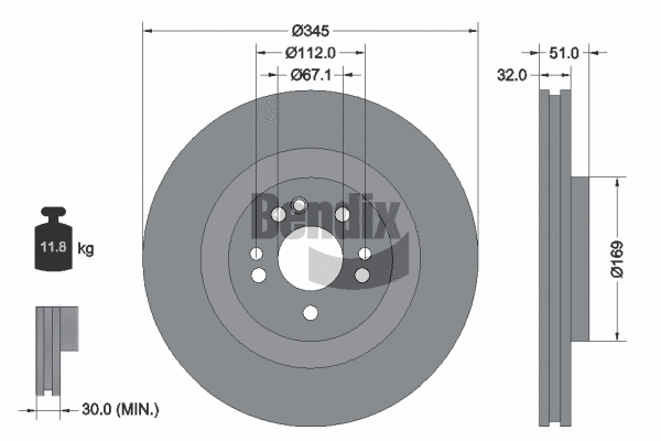 BDS1337HC BENDIX Braking Тормозной диск (фото 1)