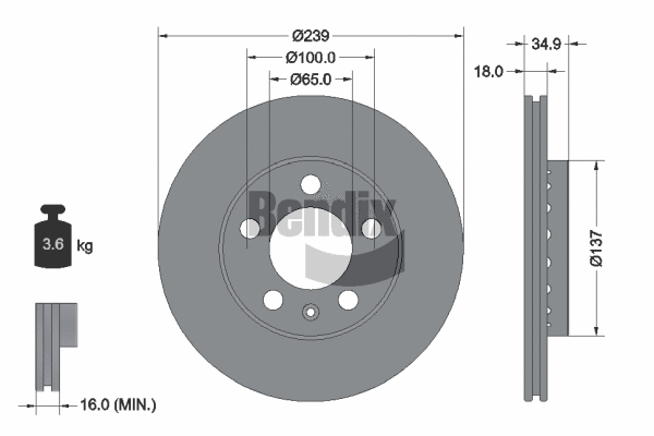 BDS1350 BENDIX Braking Тормозной диск (фото 1)