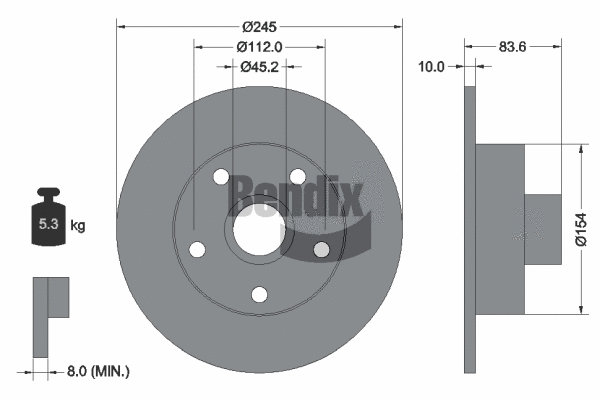 BDS1354 BENDIX Braking Тормозной диск (фото 1)