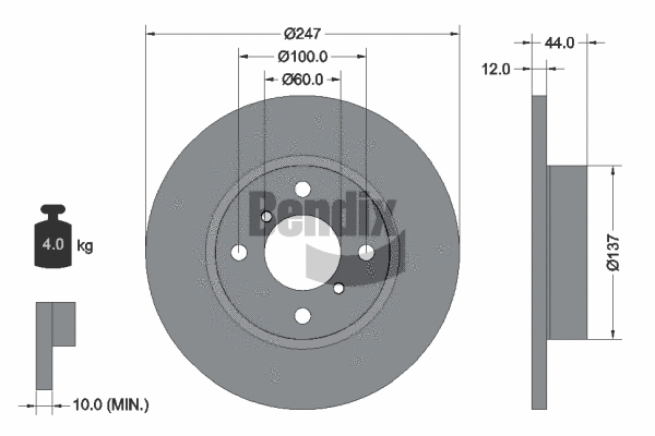 BDS1355 BENDIX Braking Тормозной диск (фото 1)
