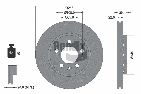 BDS1356 BENDIX Braking Тормозной диск (фото 1)