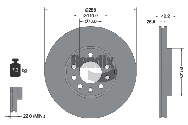 BDS1359 BENDIX Braking Тормозной диск (фото 1)