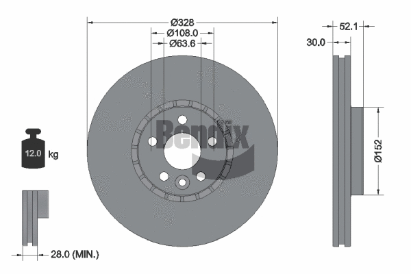 BDS1364HC BENDIX Braking Тормозной диск (фото 1)