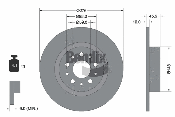 BDS1370 BENDIX Braking Тормозной диск (фото 1)