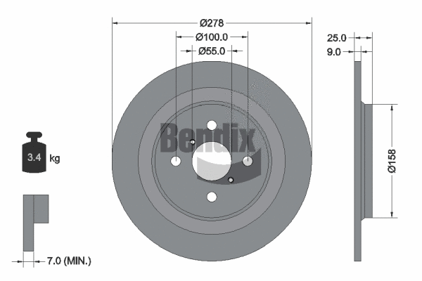 BDS1376 BENDIX Braking Тормозной диск (фото 1)