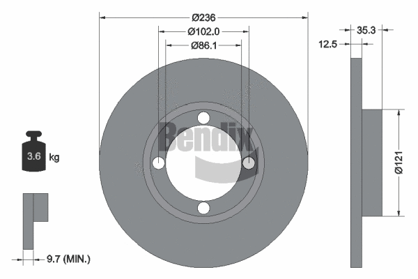 BDS1388 BENDIX Braking Тормозной диск (фото 1)