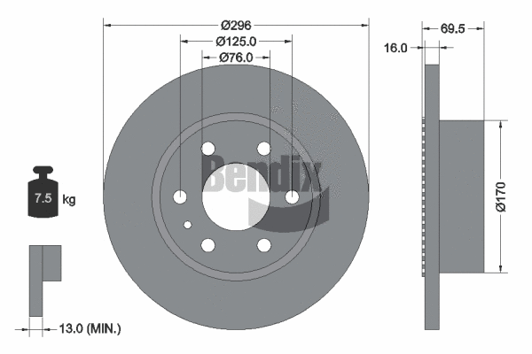 BDS1393 BENDIX Braking Тормозной диск (фото 1)