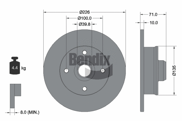 BDS1399 BENDIX Braking Тормозной диск (фото 1)