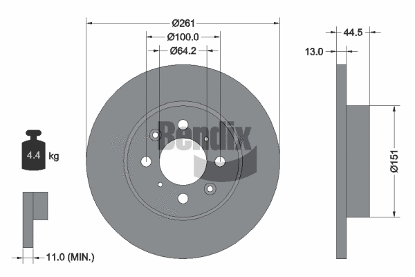 BDS1401 BENDIX Braking Тормозной диск (фото 1)