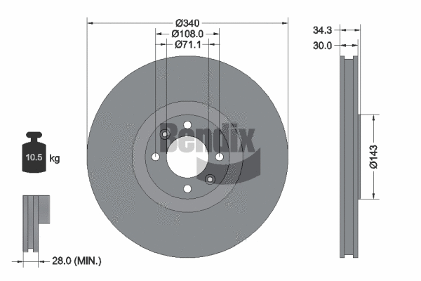 BDS1411 BENDIX Braking Тормозной диск (фото 1)