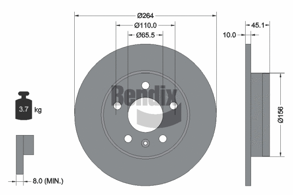 BDS1427 BENDIX Braking Тормозной диск (фото 1)