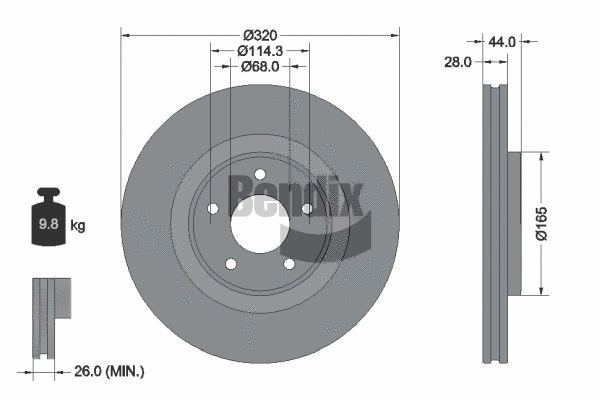 BDS1428 BENDIX Braking Тормозной диск (фото 1)