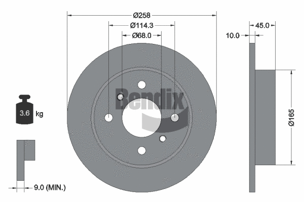 BDS1444 BENDIX Braking Тормозной диск (фото 1)