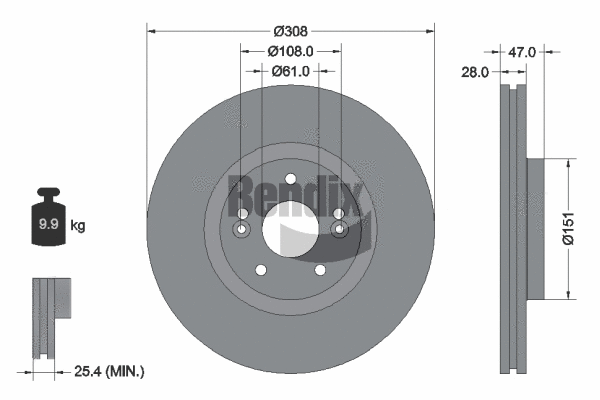 BDS1448 BENDIX Braking Тормозной диск (фото 1)