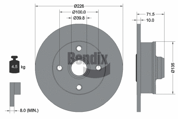 BDS1450 BENDIX Braking Тормозной диск (фото 1)