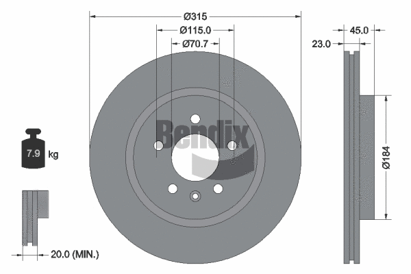BDS1463 BENDIX Braking Тормозной диск (фото 1)