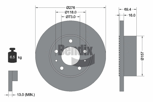 BDS1465 BENDIX Braking Тормозной диск (фото 1)