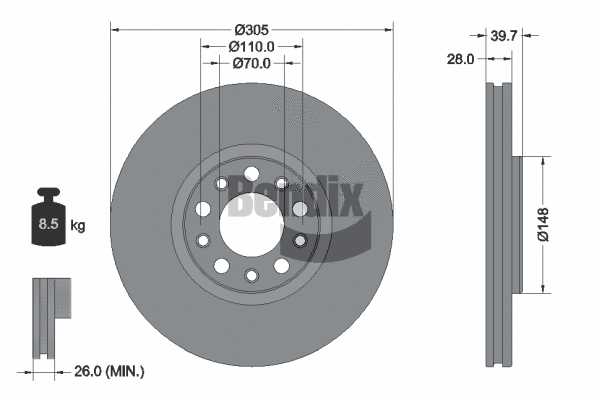 BDS1467 BENDIX Braking Тормозной диск (фото 1)