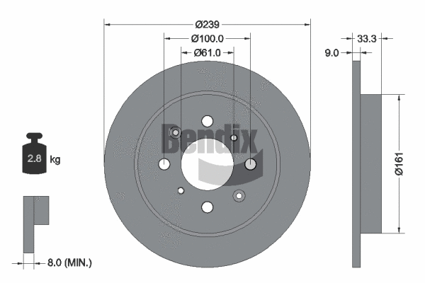 BDS1482 BENDIX Braking Тормозной диск (фото 1)