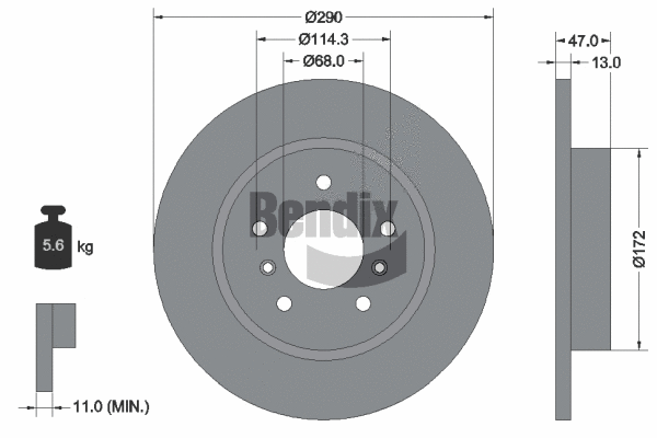 BDS1487 BENDIX Braking Тормозной диск (фото 1)