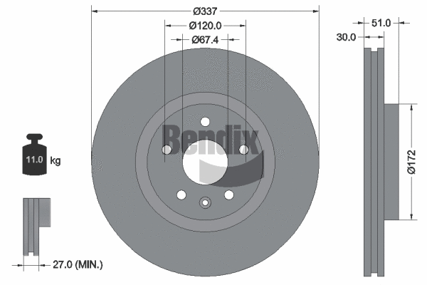 BDS1502 BENDIX Braking Тормозной диск (фото 1)