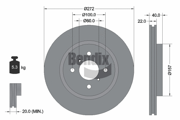 BDS1503 BENDIX Braking Тормозной диск (фото 1)