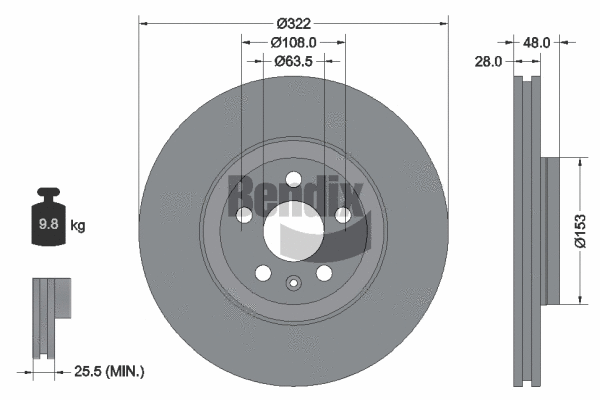 BDS1504HC BENDIX Braking Тормозной диск (фото 1)