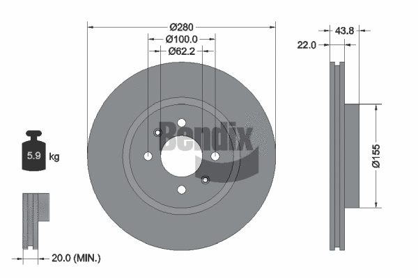 BDS1508 BENDIX Braking Тормозной диск (фото 1)