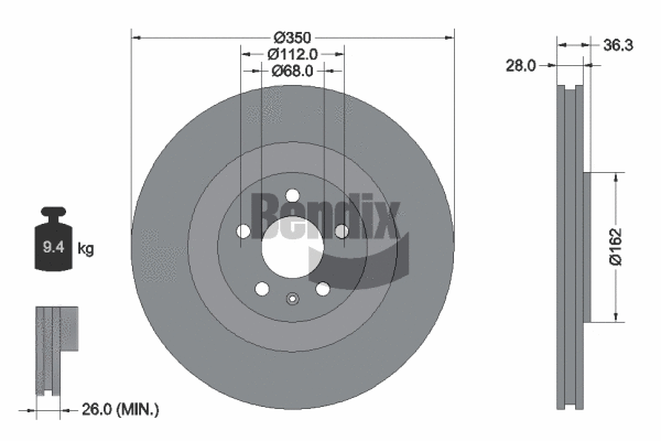 BDS1516HC BENDIX Braking Тормозной диск (фото 1)