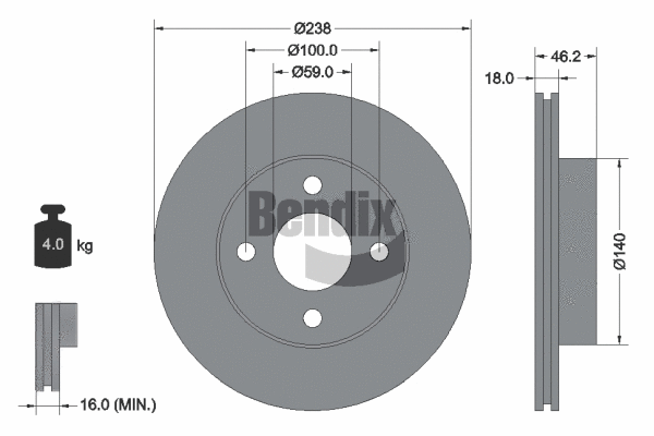 BDS1517 BENDIX Braking Тормозной диск (фото 1)