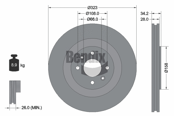 BDS1529 BENDIX Braking Тормозной диск (фото 1)